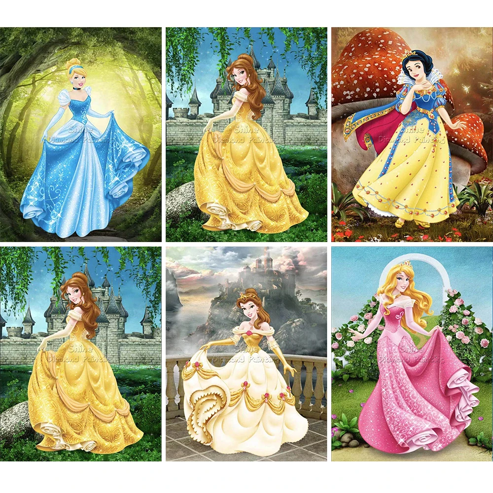 

Алмазная живопись, мультфильм Диснея, платье принцессы, квадратная круглая 5D «сделай сам», вышивка крестиком, мозаика, украшение для дома, п...