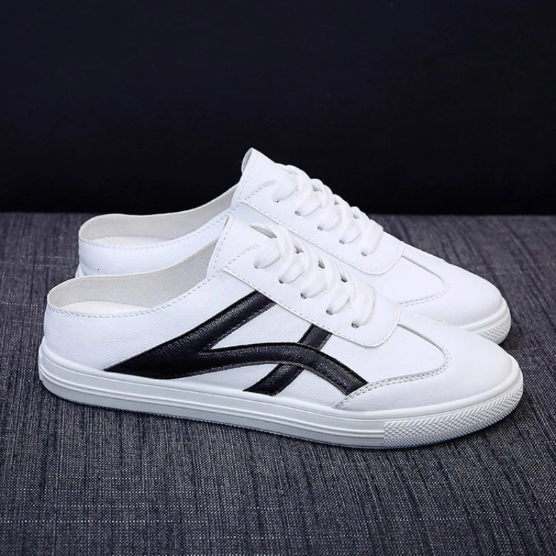 Женские кроссовки из ПУ кожи белые однотонные на шнуровке Повседневная Удобная