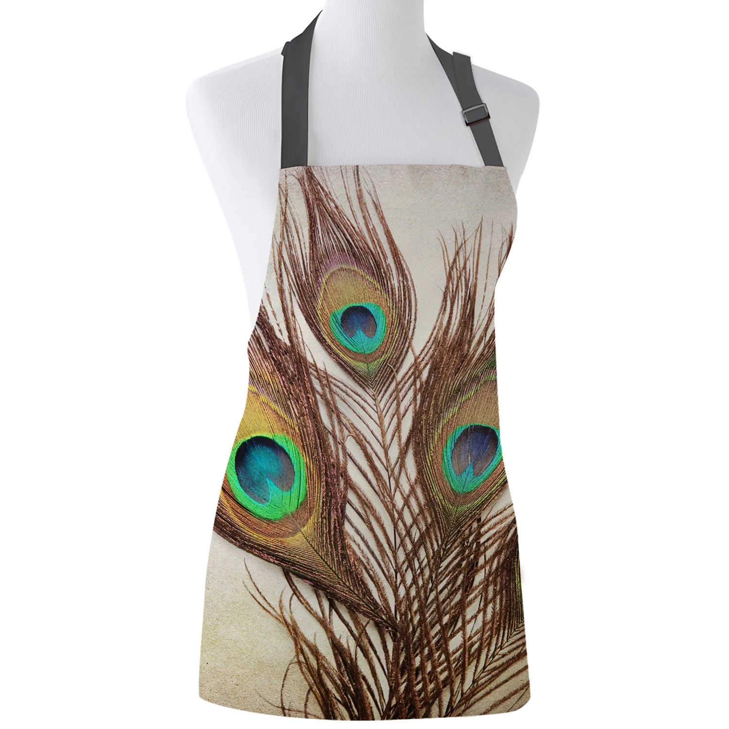 Фартук с павлиньими перьями регулируемый парусиновый индивидуальный дизайн для