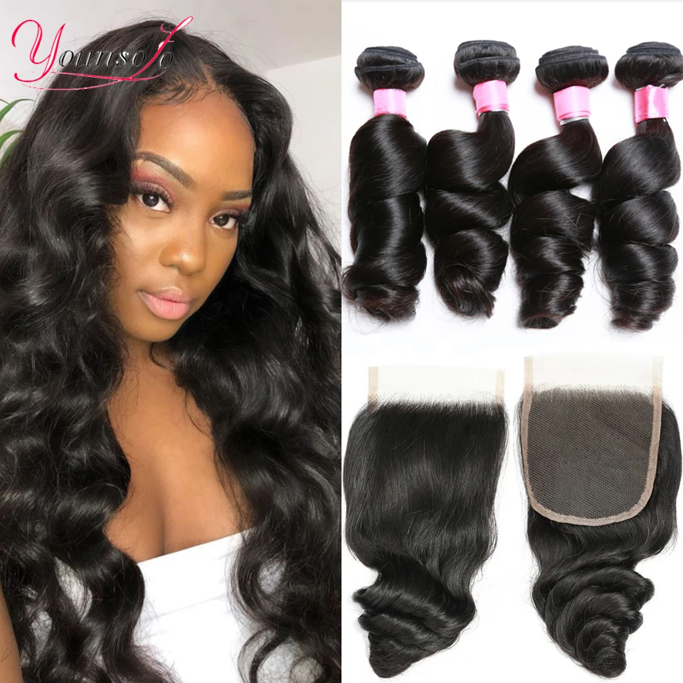 Человеческие волосы Younsolo свободные волнистпряди с застежкой малазийские