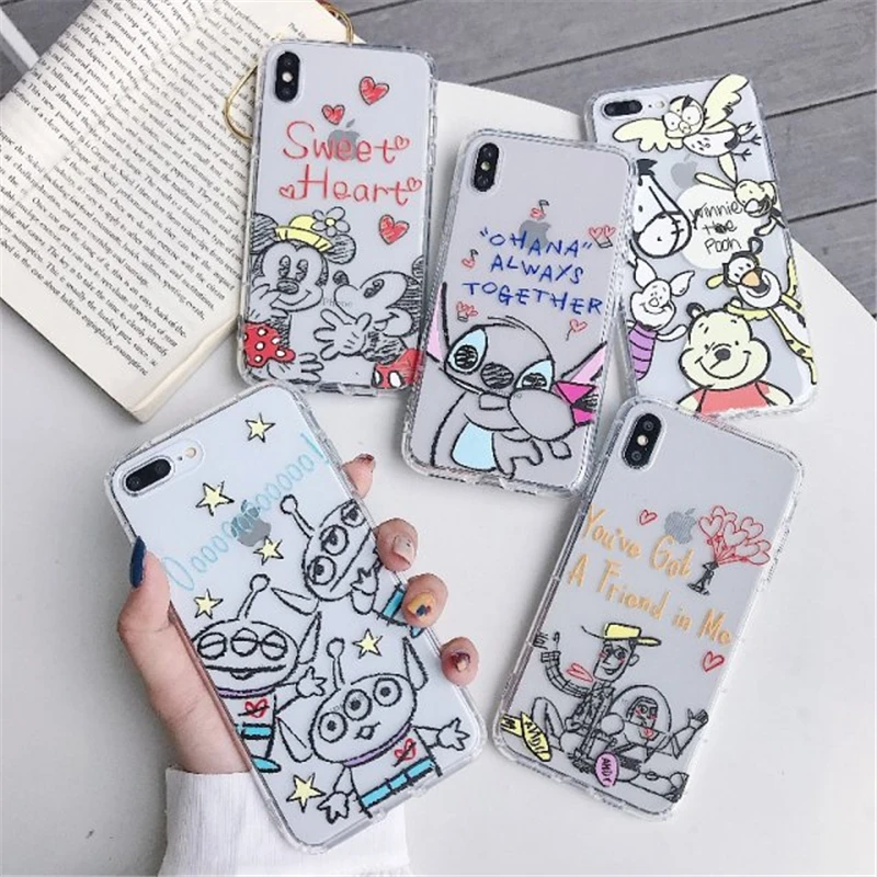 Модный чехол для телефона с героями мультфильмов iphone XS Max X XR 8 7 6 6S Plus 5 5S SE милый