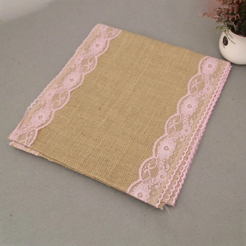 

Vintage Retro Natural Burlap Linen Jute Table Gadget Champagne Wedding Dining Room Tablecloth Christmas Restaurant Table Runner