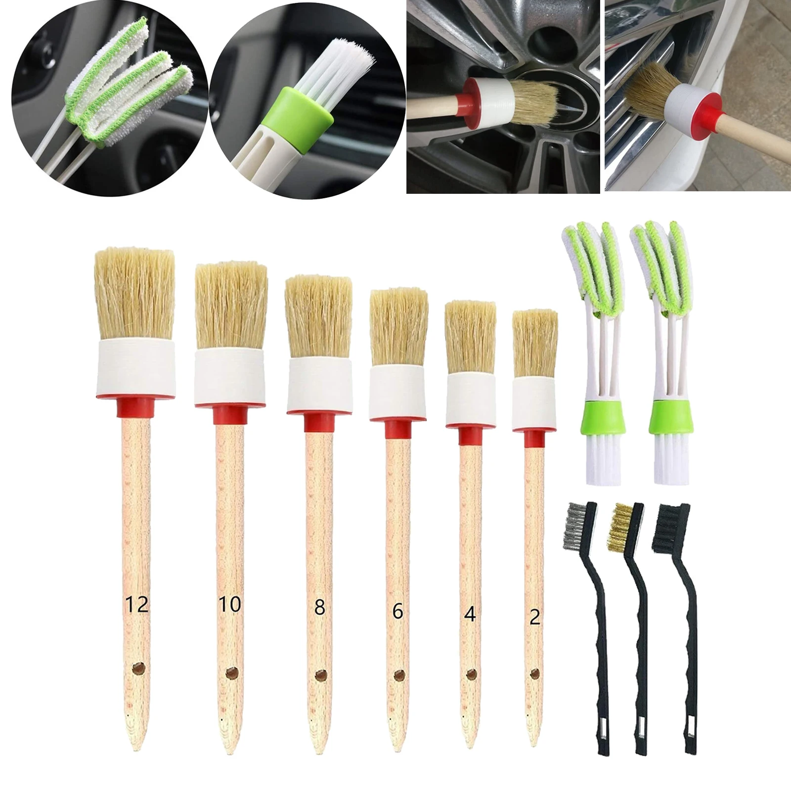 

Detailing Brush Set Car Cleaning Brushes Drill Brush For Car Leather Air Vents Cleaning Dirt Dust Clean Tools