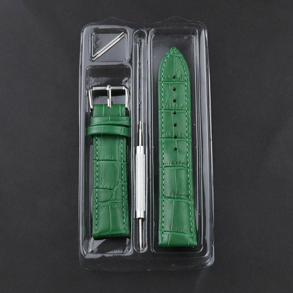 High Quality Genuine Leather Watch Strap 10mm 12mm 14mm 16mm 18mm 20mm 22mm 24mm Green Purple Blue Band Watchband Drop Shipping