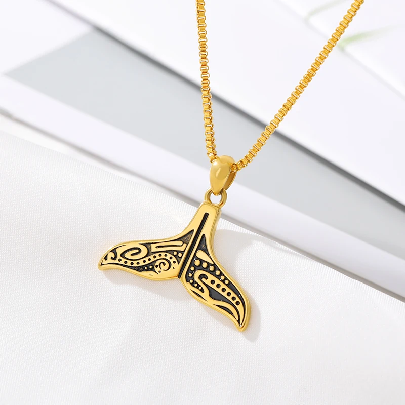 Ретро КИТ хвост рыбы очарование женщин ожерелье русалки золотое Любовь Ожерелья