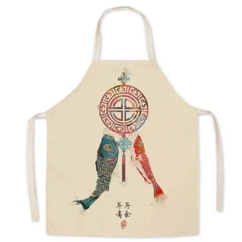 

Free Shipping Cute Fabric linen printed bodice overalls apron Home Cooking Baking Bibs Cleaning Tools