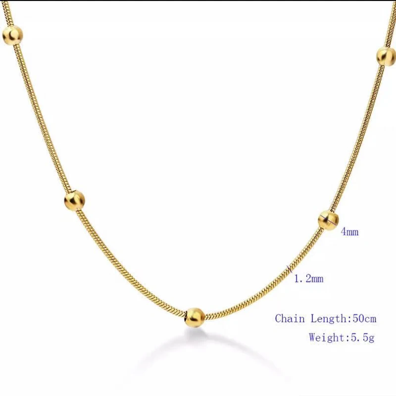 SIPENGJEL Fashion 316 Stainless Steel Round Ball Gold-colorl Pendant Necklace Link Chain Choker For Women Man Jewelry | Украшения и