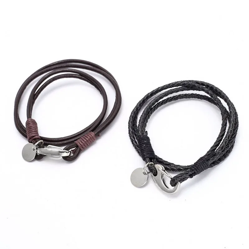 KASIYU китайский ветряной Многослойный кожаный шнур наручная цепочка для мужчин Ms.