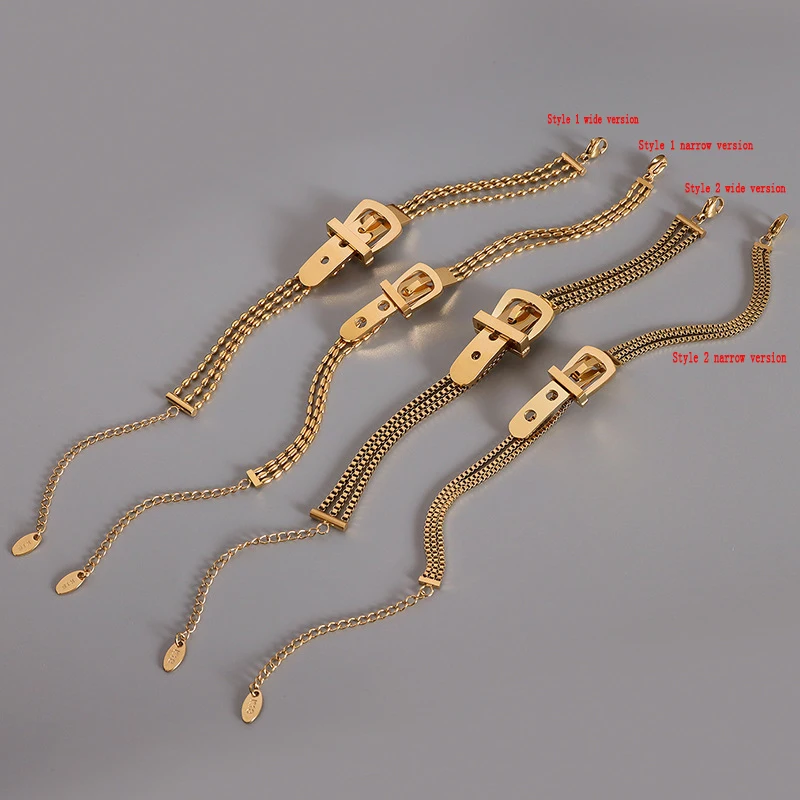 Браслет-цепочка из нержавеющей стали с пряжкой 18 К