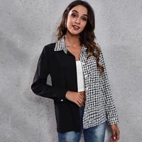 springsummer womens plaid patchwork shirt female fashion casual button blouse lady loose long sleeve cardigan plus size tops