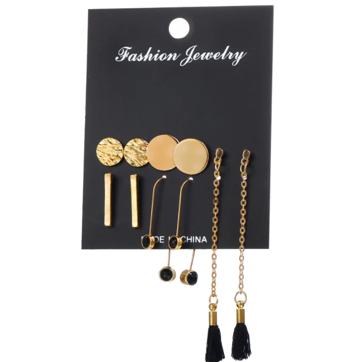 Набор минималистичных смешанных небольших сережек простые геометрические