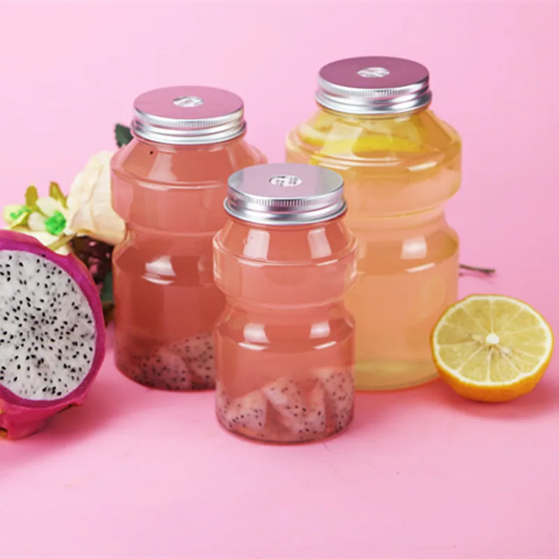 

10pcs Net red empty bottle cold drinks juice ice coffee cup birthday party favors bubble tea cup 300ml yogurt bottles wtih lid