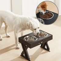 dog double bowls adjustable elevated feeder pet feeding raise cat food water bowls with stand stainless steel lift tabel for dog