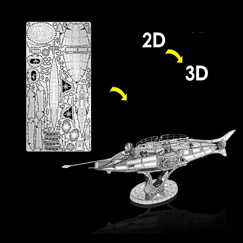 

HK NANYUAN 3D Metal Puzzle Nautilus Military Submarine Model DIY Laser Cutting Model Set Children Adult Gift Educational Toys