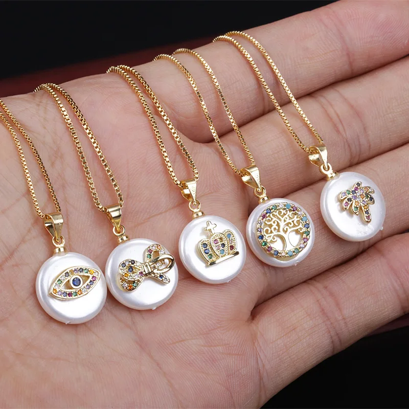 Женское Ожерелье-чокер с круглой монеткой и жемчужными бусинами | Украшения