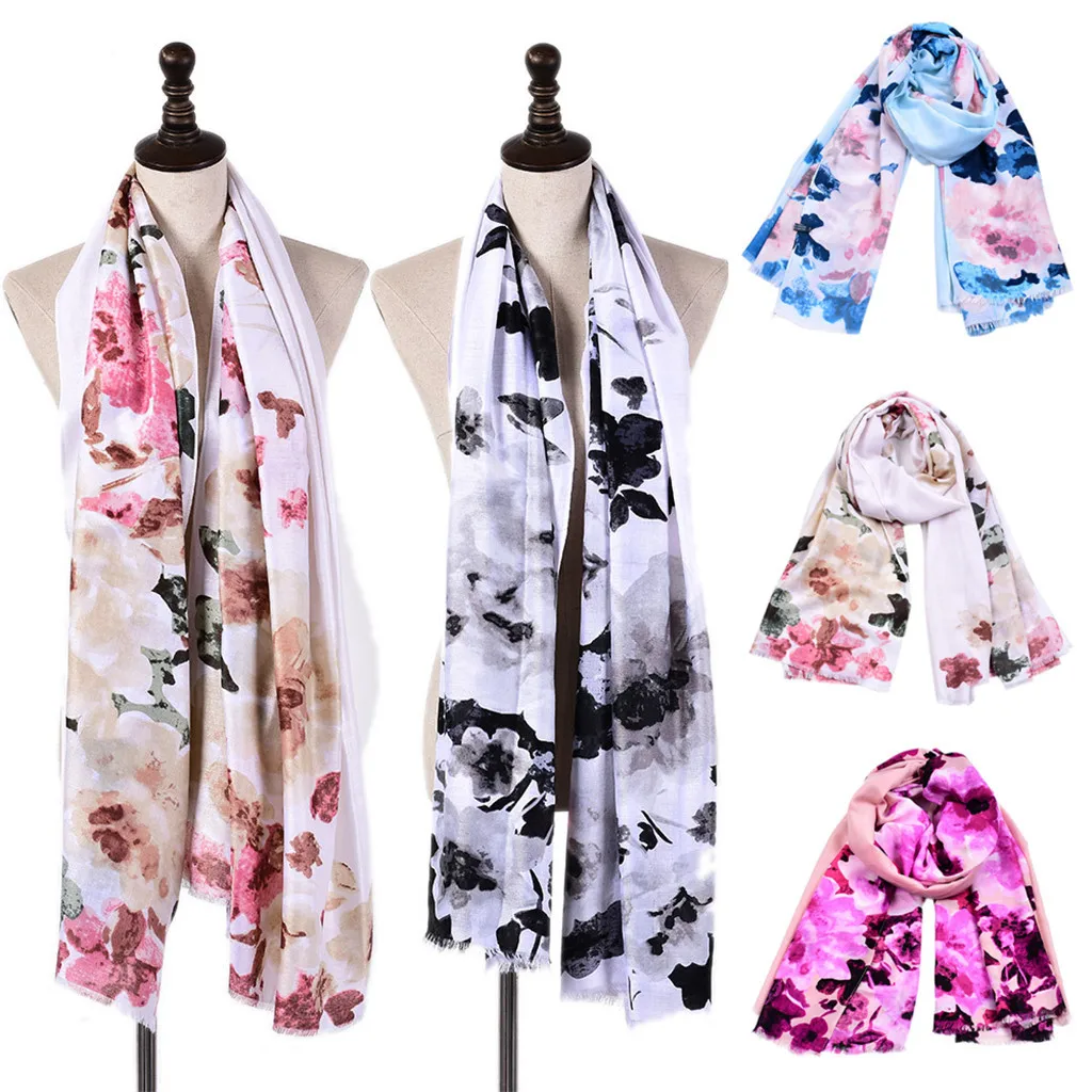 SAGACE 2020 зима осень Модный атласный большой цветок женский цветочный шарф