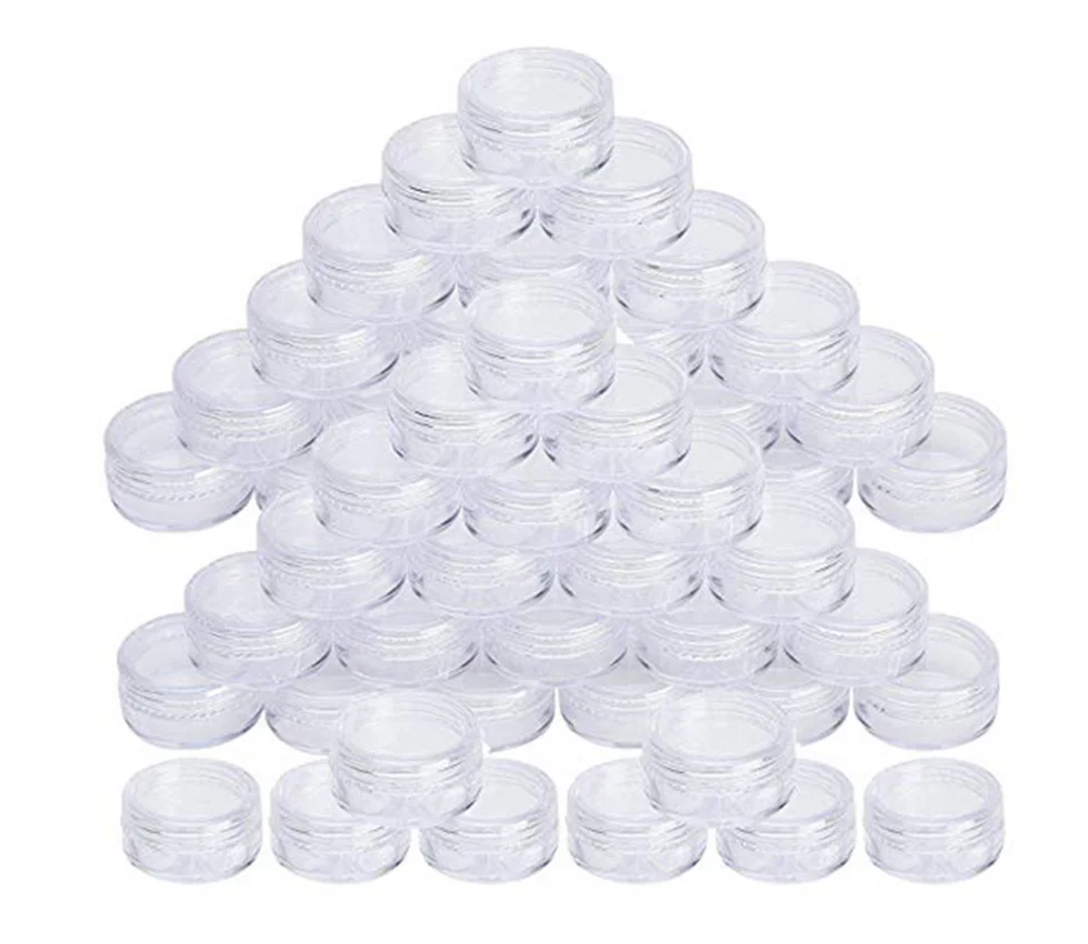 

100Pcs/Set 5g Plastic Creams Makeup Transparent Empty Cosmetic Jar Storage Bottle Boxes Container Organizer