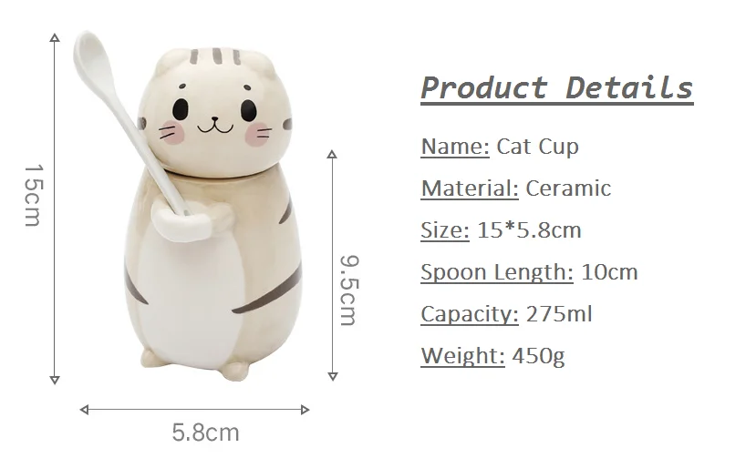 Творческий Кот из мультфильма Kawaii разрисованная вручную керамика кружки 3D чашка для кофе с молоком забавные кружки с крышкой Ложка Рождественский подарок украшение стола