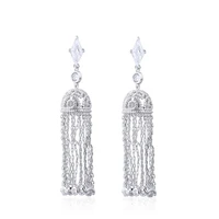 high grade tassel earrings zircon earrings half crown copper micro inlaid zircon earrings wedding banquet women jewelry