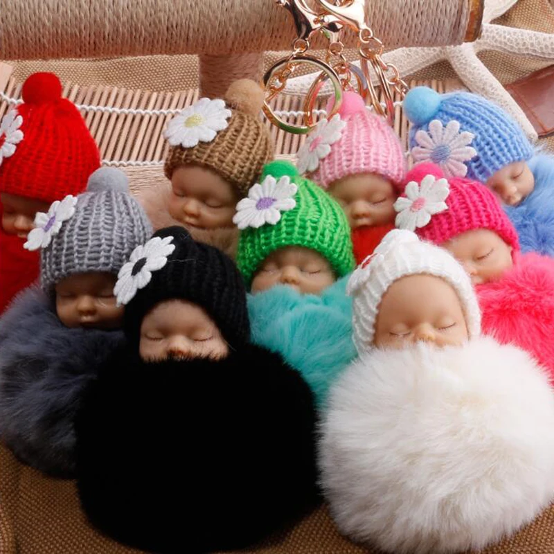 Kawaii Nette Baby Kind Flush Puppe Weichen Flusen Kleine Geschenk Präsentieren Keychain Schlüssel Ring Dekoration Auto Dekoration für Frauen/mädchen Tasche