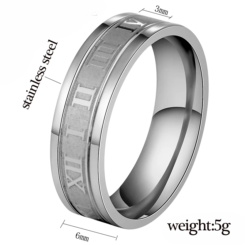 ELSEMODE 6 мм римские кольца с цифрами мужские золотые стальные черные панковские из