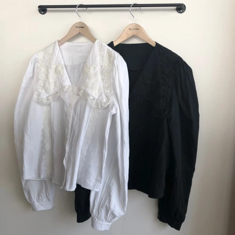 

CMAZ 2021 summer shirts for women elegant lace long sleeve shirt tops 55416#