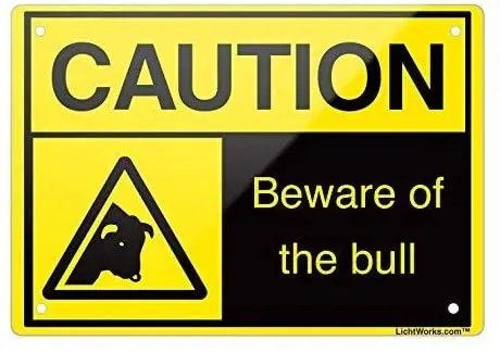 

Алюминиевый металлический знак внимание Булл, дизайн Leiacikl22 8X12 дюймов