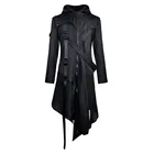 Мужской винтажный Тренч Rosetic, ветровка в стиле панк, повседневная верхняя одежда, готическое Черное длинное пальто, одежда в готическом стиле, на осень-весну