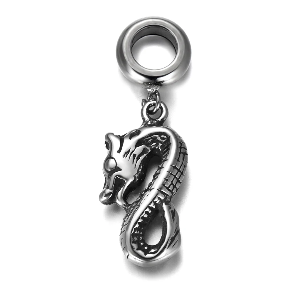 Нержавеющая сталь прокладка под залог бусина с драконом Подвески 5 мм отверстие
