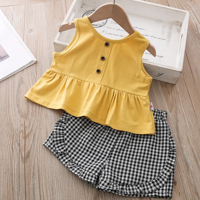 Детская одежда летний костюм для девочек маленьких повседневный спортивный