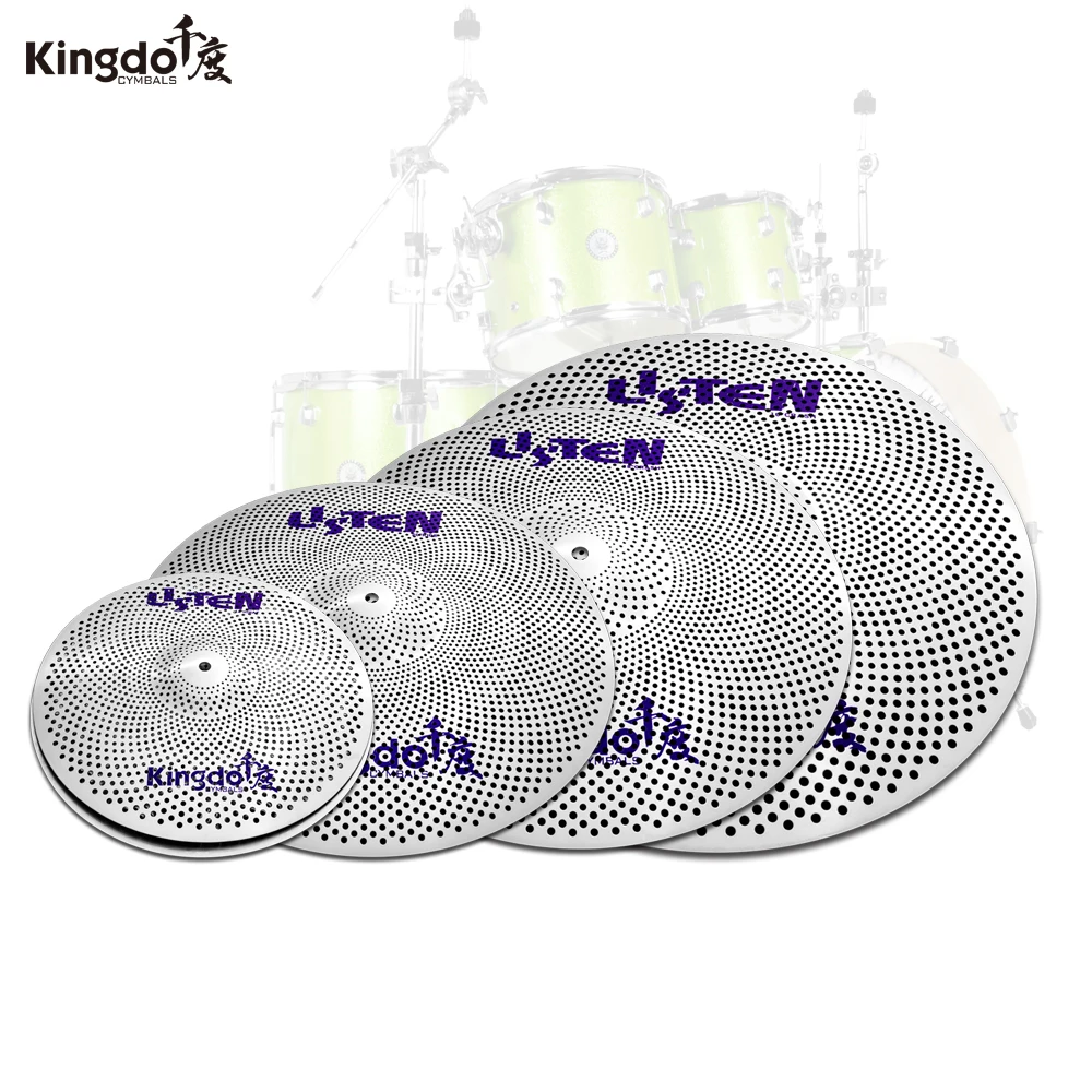 Kingdo 2020 Special offer cymbal set low volume cymbal slience mute  5 pcs cymbals set for drum set