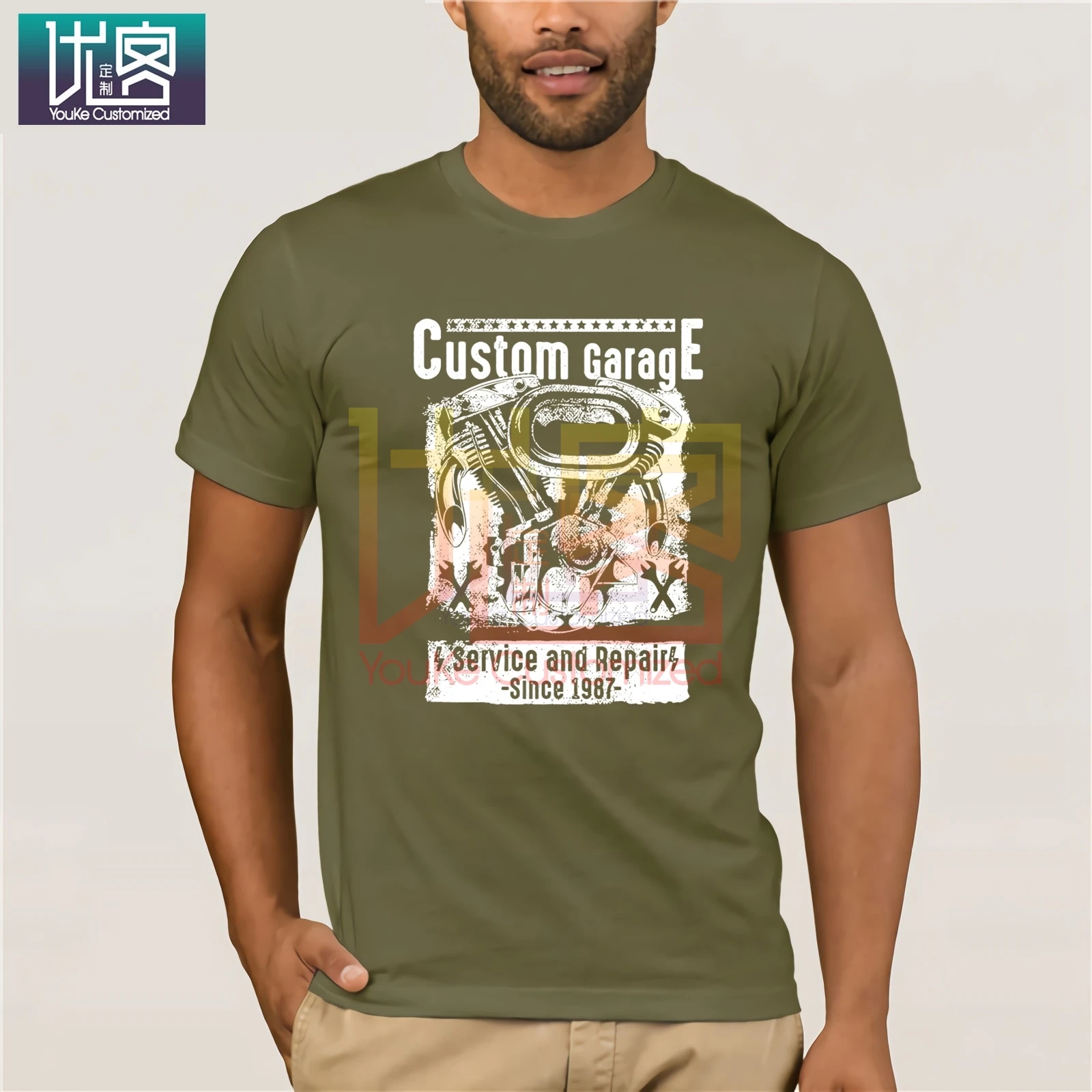 Пользовательские гаражные услуги и ремонт винтажный дизайн футболки |