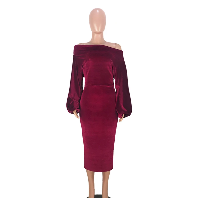Adogirl Осень зима 2019 вельветовое платье с открытыми плечами женское сексуальное