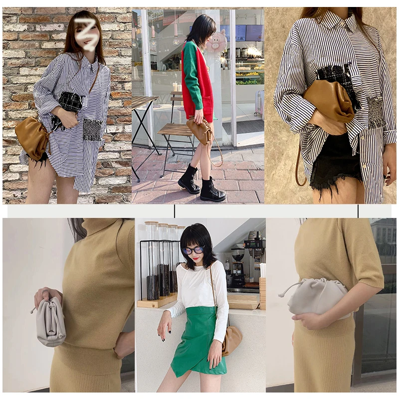 

100% Genuine Leather Cloud Bag Luxury Brand Soft Leather Pleated Dumpling Bag 2021 Fashion All-Match Shoulder Crossbody Handbag