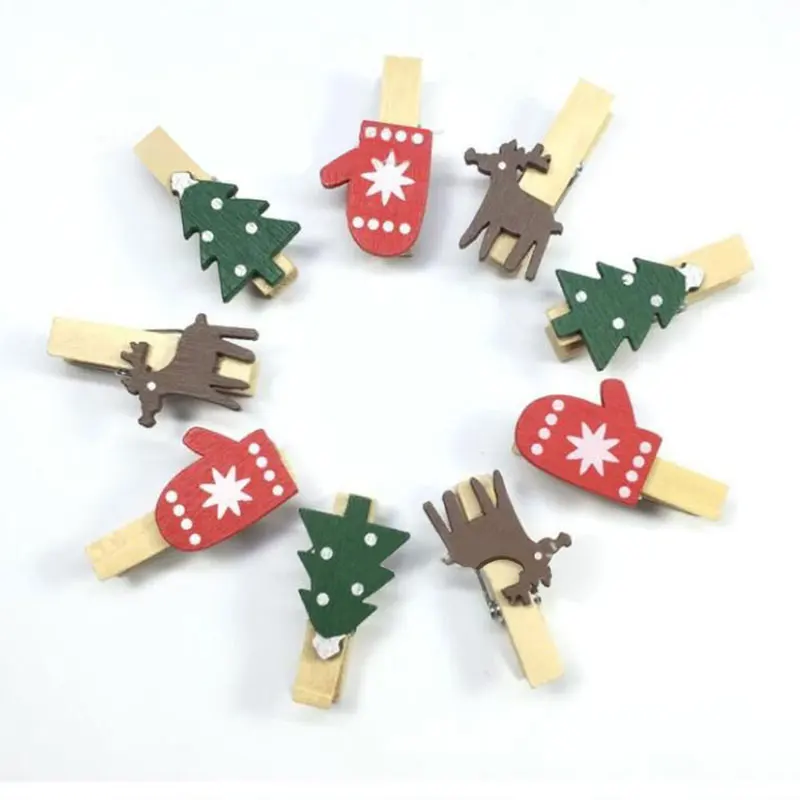 10/50 шт. мультяшный стикер деревянный зажим Рождественская серия для защиты