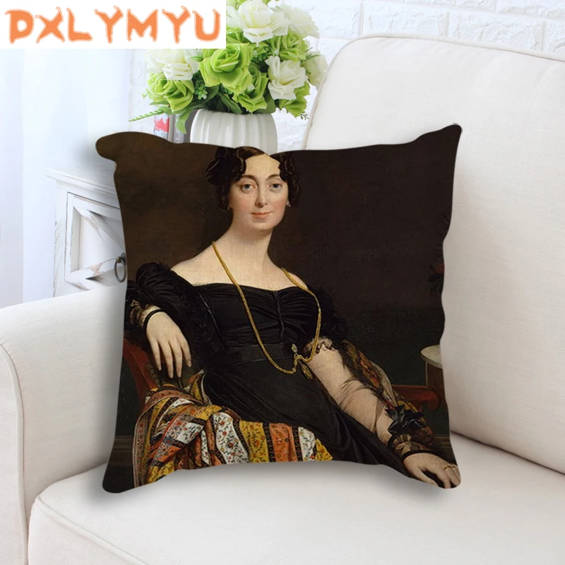 Наволочка с рисунком французского персонажа льняная хлопковая декоративная