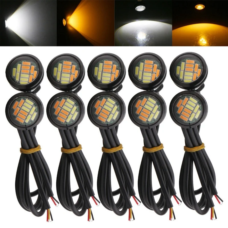 10 шт. 12 в 23 мм двухцветный переключатель 4014 Smd светодиодов Drl Eagle Eye дневсветильник