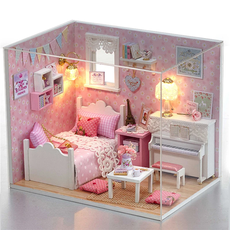 

Doll House DIY Miniature Dollhouse Model Wooden Toy Furnitures Casa De Boneca Dolls Houses Toys Birthday Gift DIY House