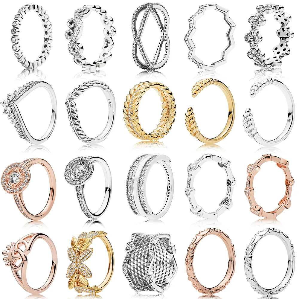 

925 Sterling Silver Ring Lace Of Love Rings With Crystal Rings For Women Wedding Party fashion Jewelry