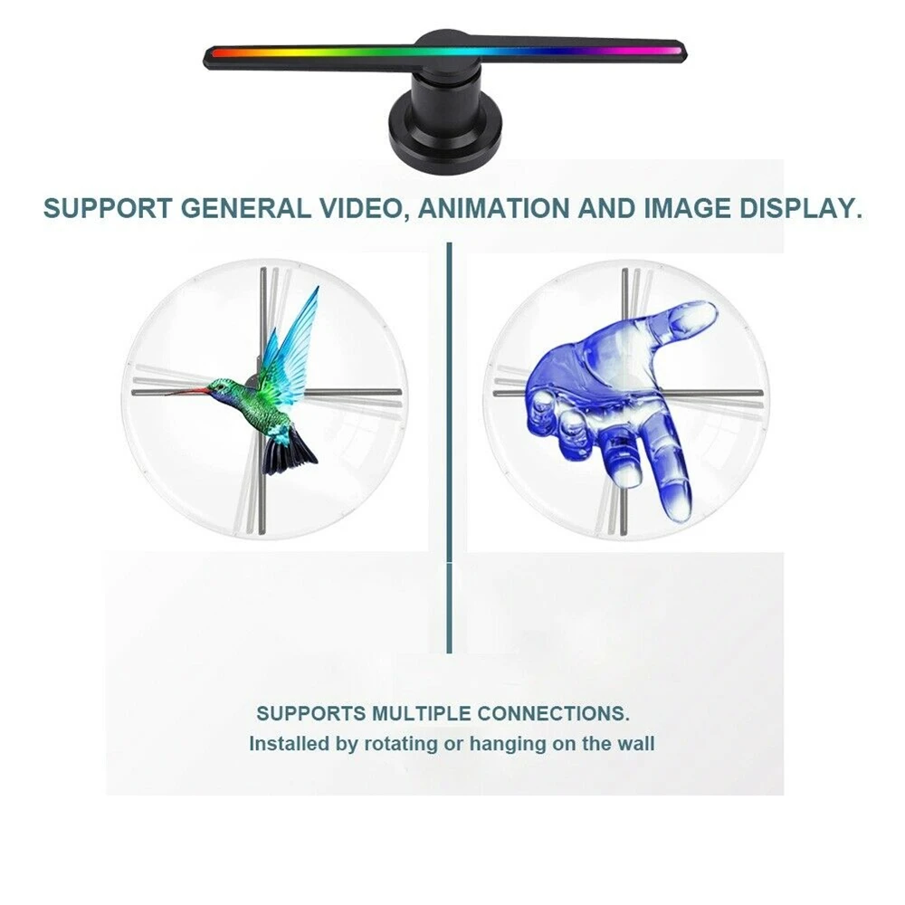 WiFi/Plug-in 3D Hologram Projector Light Advertising Display LED Fan Holographic Imaging Lamp 3D Remote Hologram Player
WiFi/Plug-in 3D Hologram Projector Light Advertising Display LED Fan Holographic Imaging Lamp 3D Remote Hologram Player