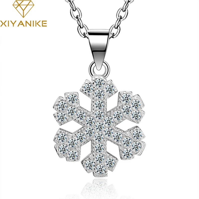 XIYANIKE серебро 925 пробы корейский стиль трендовая Снежинка Короткая подвеска