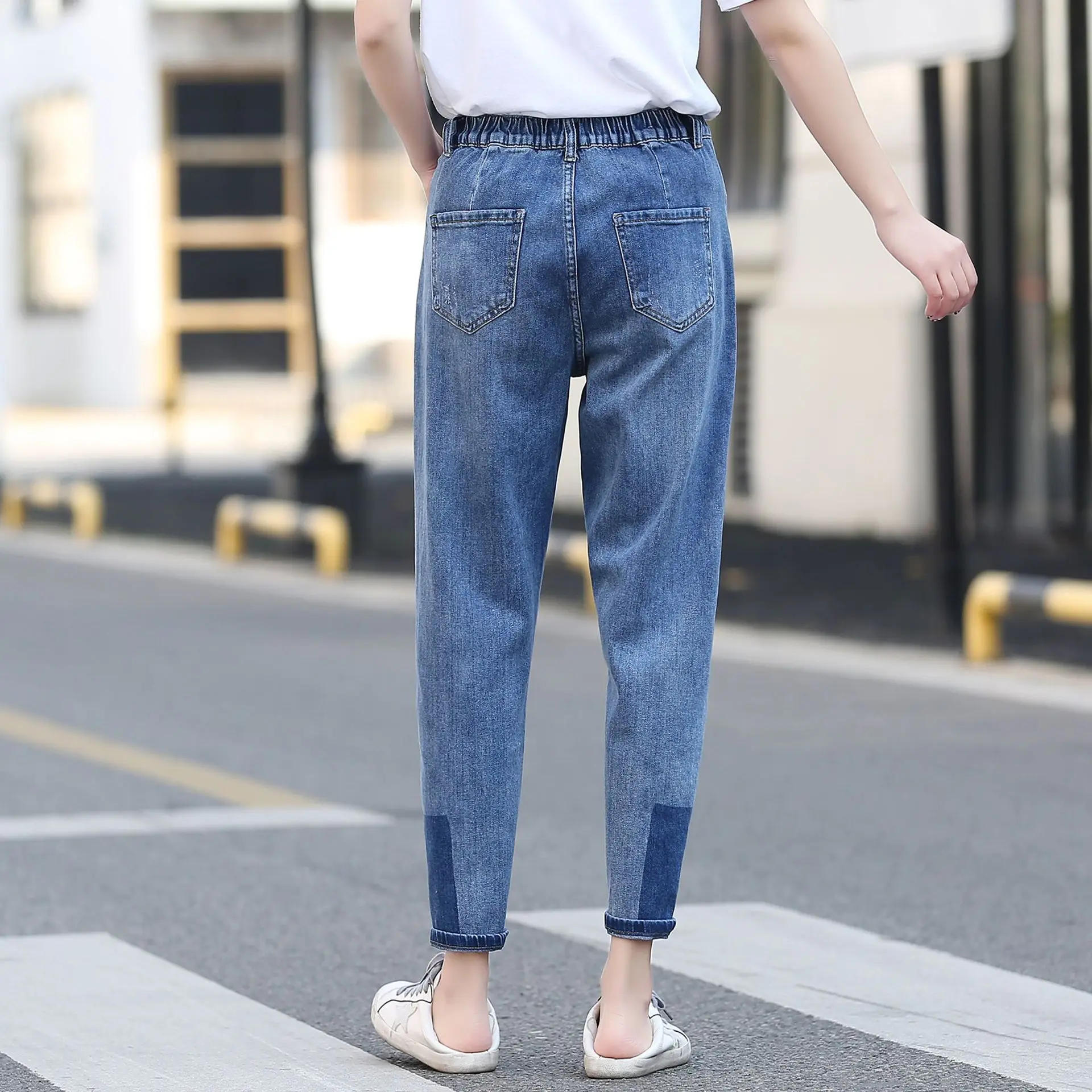 Женские джинсы весеннего размера плюс шаровары женские Стрейчевые джинсовые