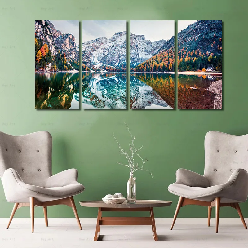 4 шт фермы горный озеро с водопадом холст картины Wall Art современный Плакаты принты
