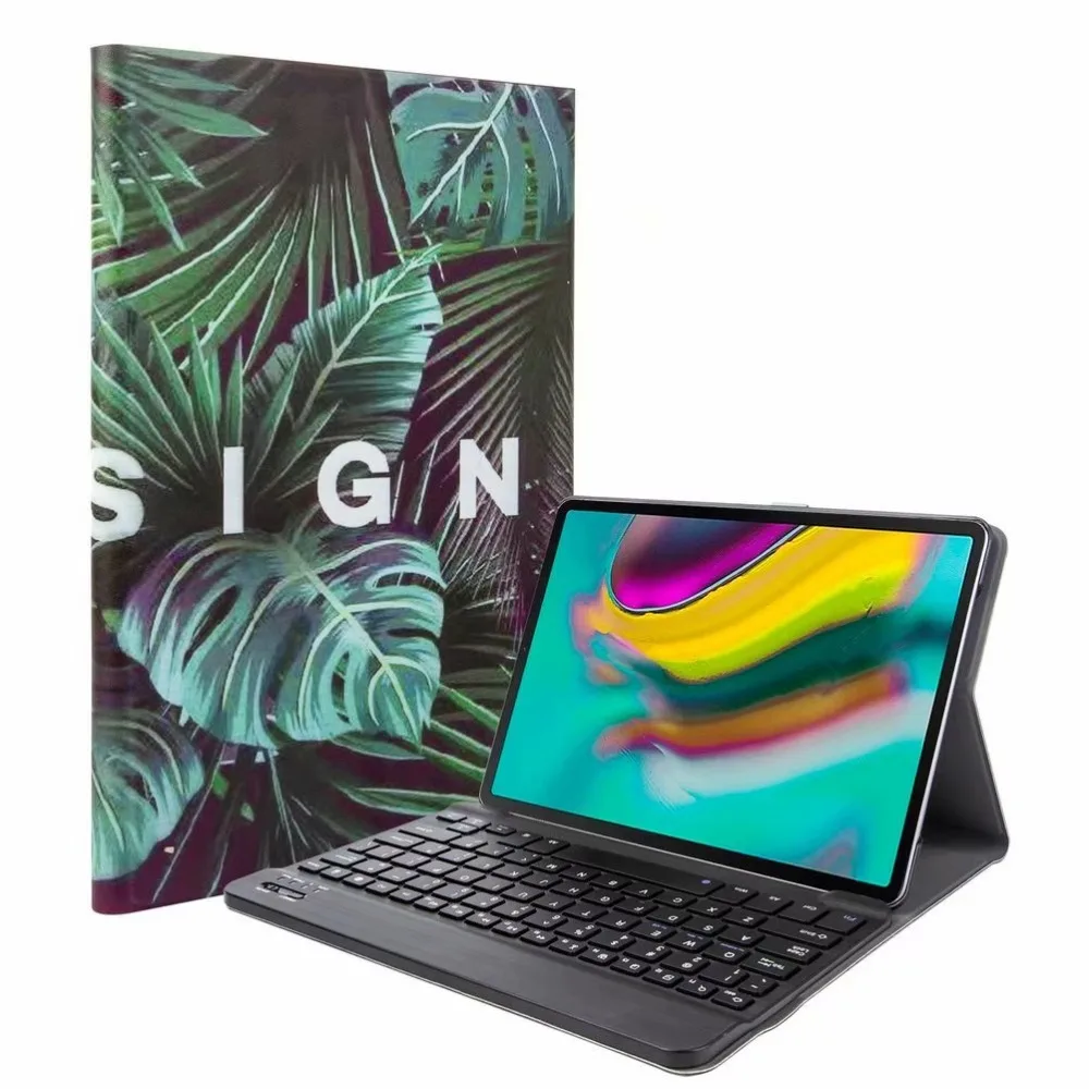 Bluetooth клавиатура чехол для Samsung Galaxy Tab A 10,1 T720 T725 планшет ткань с 7 подсветкой Клавиатура с подсветкой крышка+ ручка+ пленка