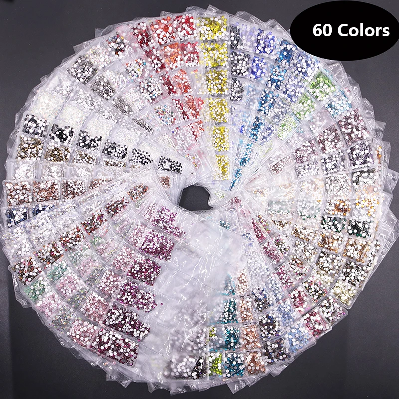 

ss4-ss12 Multi-Size Glass Nail Rhinestones For Nails Art Decorations Crystals Strass Charms Partition Mixed Size Rhinestone Set