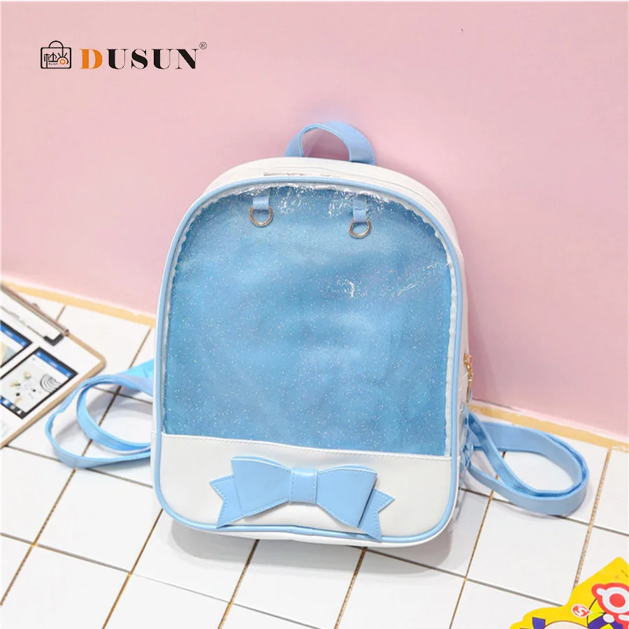 

Прозрачный женский рюкзак с милым бантом, сумки Ita для школы, школьные мини-сумки розового и черного цвета для девочек-подростков, модные сум...