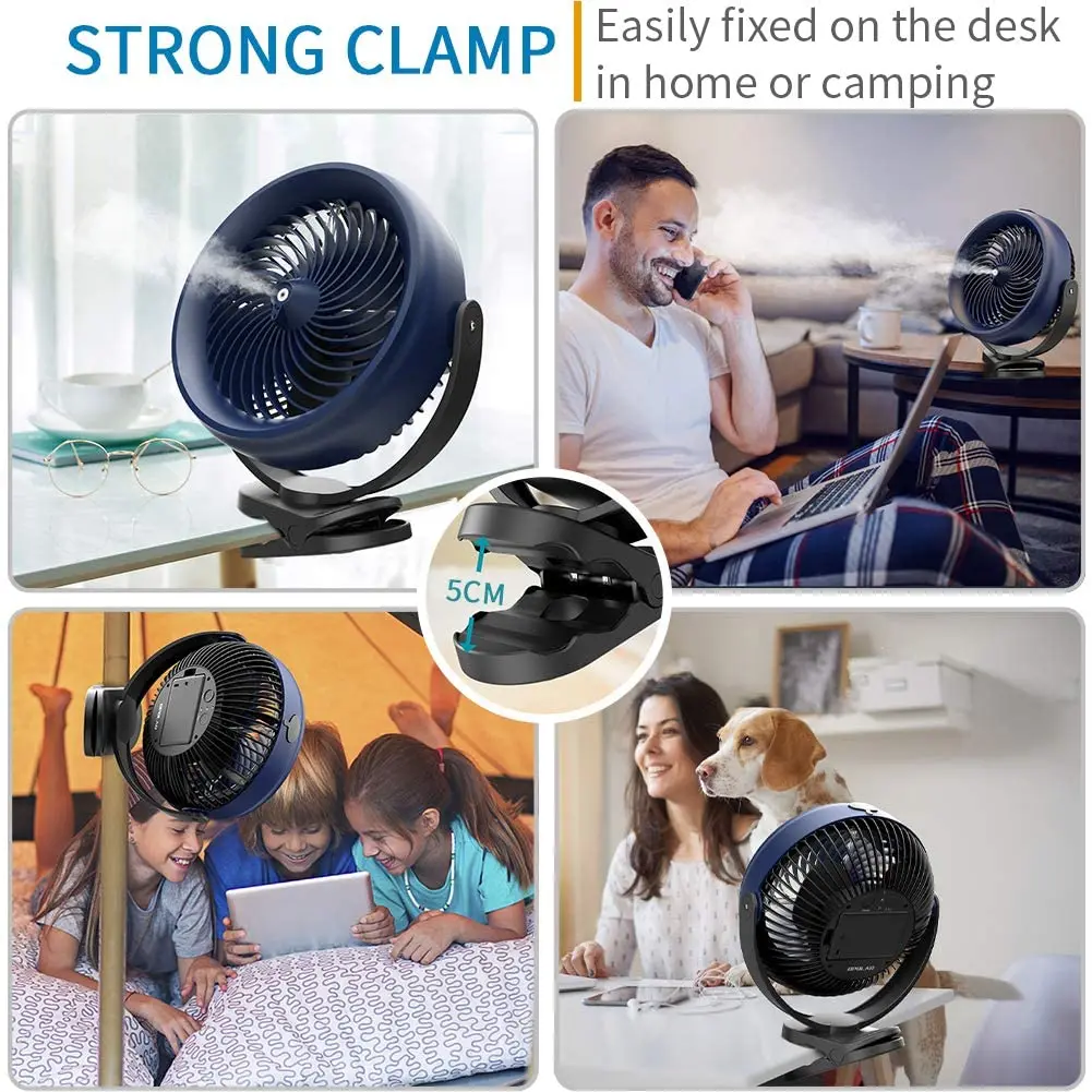 8 дюймовый вентилятор с прищепкой для приготовления пищи на воздухе Офис траве