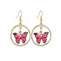 yada fashion butterfly earring crystal statement butterfly earring for women jewelry dangle wholesale circle earrings er200176