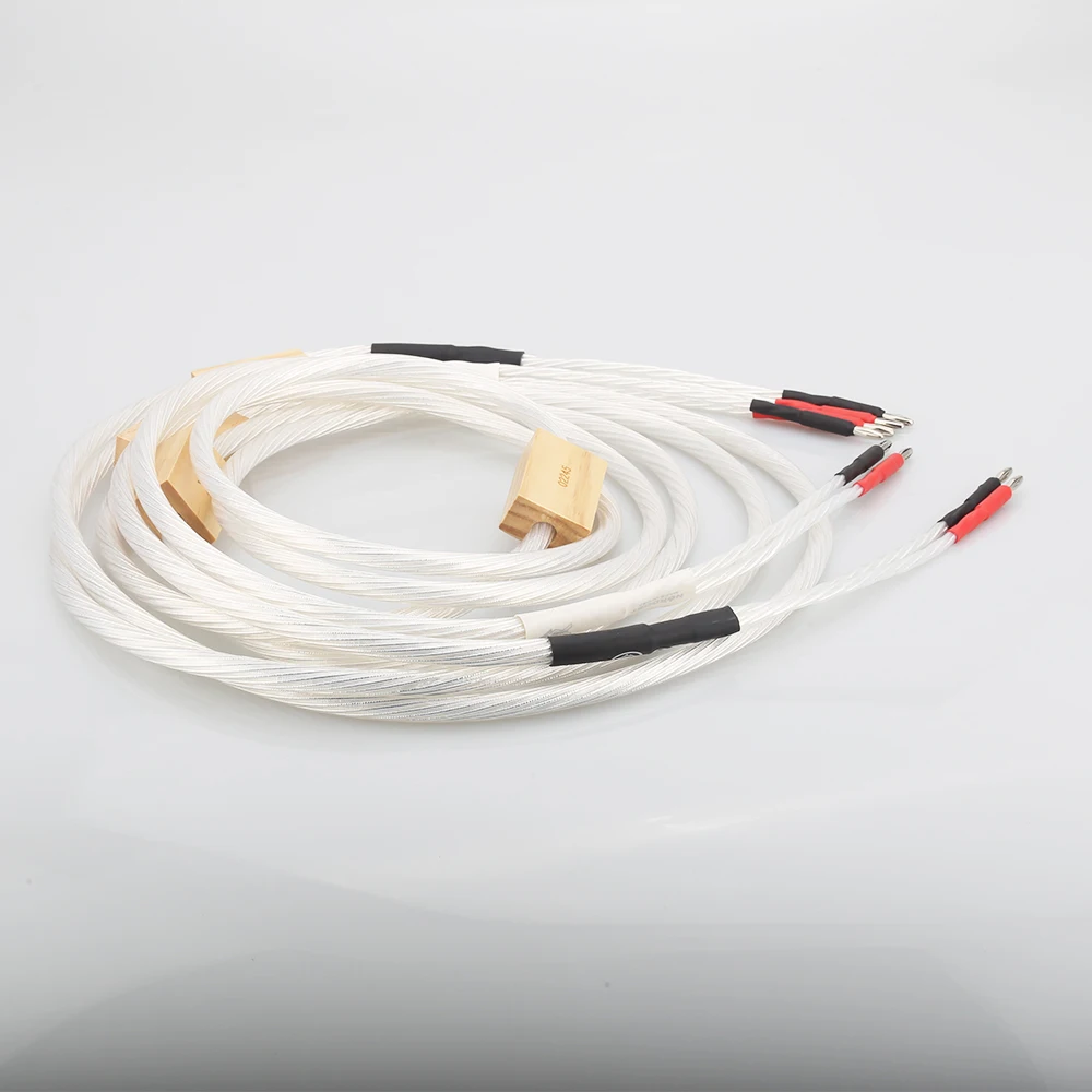 1 пара Hifi аудио посеребренный динамик соединительный кабель с разъемом типа