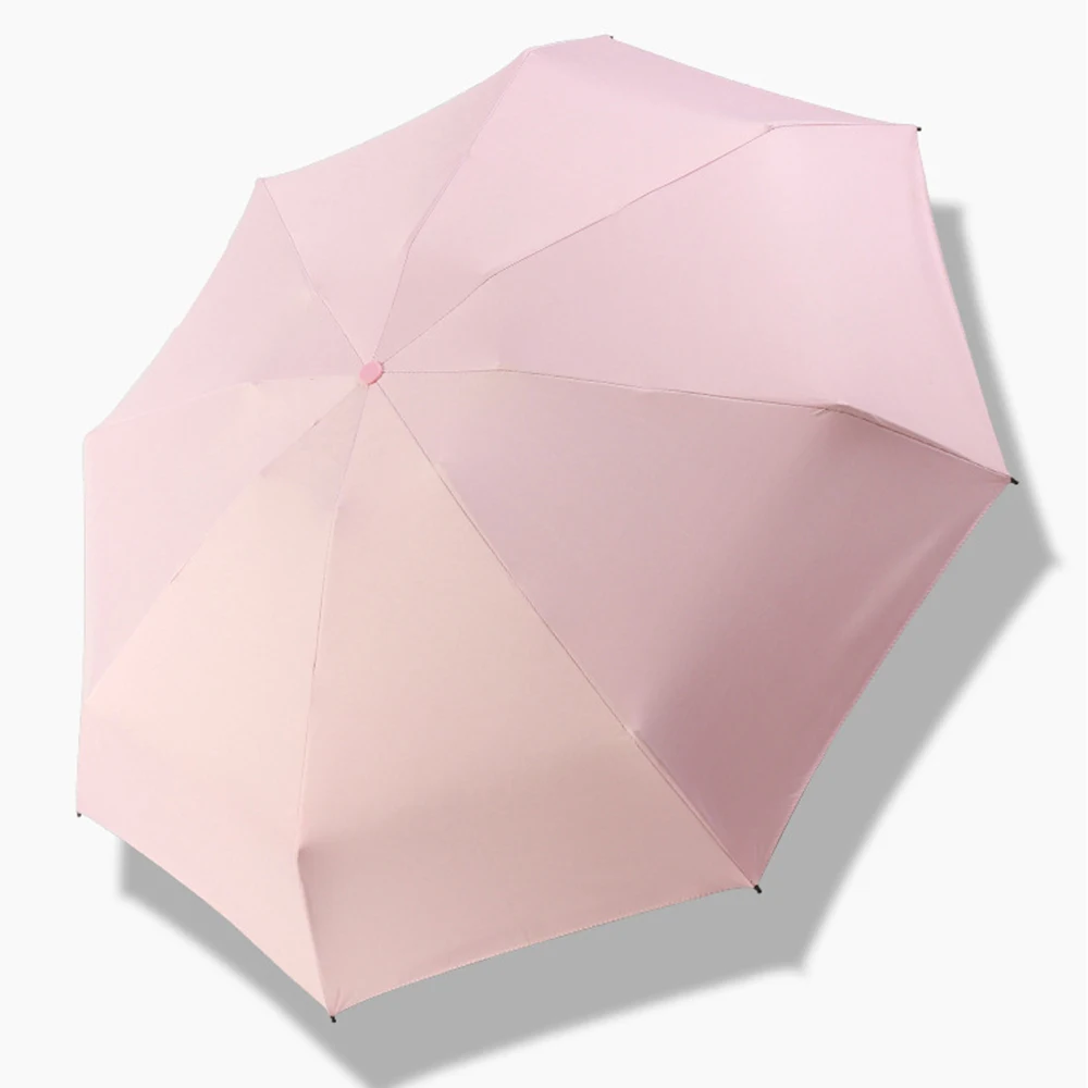 

Pure Color Sun Umbrella Vinyl 6 Bones Five Fold Umbrella Women Travel Anti-UV Protection Folding SunnyandRainyUmbrella